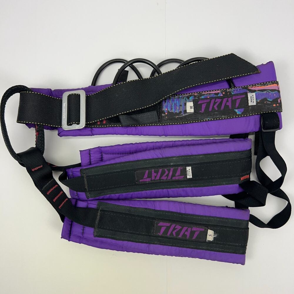 Vintage 90s JRAT Rock Climbing Harness S Small 30 Purple Climber J-Rat USA Made
